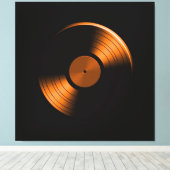 Retro Vinyl Record Album in Sinaasappel Canvas Afdruk (Insitu (Houten vloer))