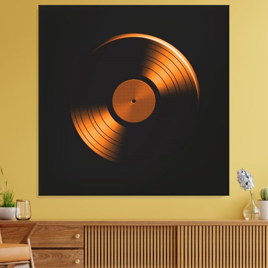 Retro Vinyl Record Album in Sinaasappel Canvas Afdruk (Insitu (Woonkamer))