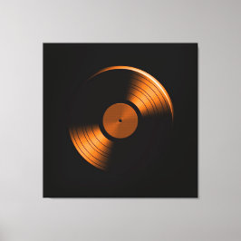 Retro Vinyl Record Album in Sinaasappel Canvas Afdruk