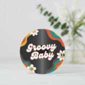 Retro vinyl record baby shower kaart (Staand voorkant)