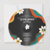 Retro vinyl record baby shower kaart (Achterkant)