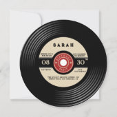 Retro Vinyl Record Birthday Invitation Kaart (Voorkant)
