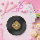 Retro Vinyl Record Birthday Papieren Bordje (Feest)