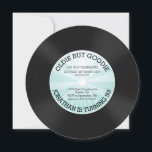 Retro Vinyl Record Birthday Party Invitation Kaart<br><div class="desc">vinyl plaat verjaardagsfeestuitnodiging met een retro blauw starburst streeppatroon op een leuke ronde cirkel die gesneden verjaardagsuitnodiging. Perfect voor elke verjaardag voor volwassenen,  30e verjaardagsfeest,  40e verjaardagsfeest,  50e verjaardagsfeest,  60e verjaardagsfeest.</div>