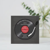 Retro Vinyl Record Birthday Party Invitation Kaart (Staand voorkant)