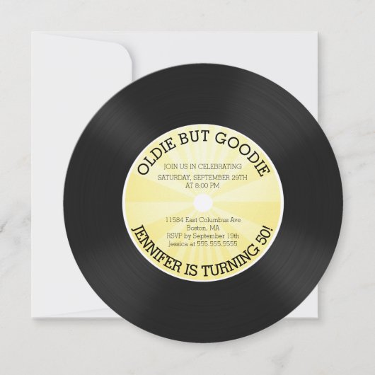 Retro Vinyl Record Birthday Party Invitation Kaart (Voorkant)