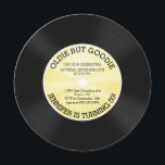 Retro Vinyl Record Birthday Party Invitation Kaart<br><div class="desc">viyl record verjaardagsfeestuitnodiging met een retro - lichtgele sterburst stripe - patroon op een schattige ronde cirkel die verjaardagsuitnodiging bevat . Ideaal voor elke volwassenenjarige verjaardag,  30e verjaardag,  40e verjaardag,  50e verjaardag,  60e verjaardag feest.</div>