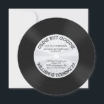 Retro Vinyl Record Birthday Party Invitation Kaart<br><div class="desc">viyl record verjaardagsfeest met een retro grijze starburst stripe - patroon op een schattige ronde cirkel die op uitnodiging voor verjaardag viel . Ideaal voor elke volwassenenjarige verjaardag,  30e verjaardag,  40e verjaardag,  50e verjaardag,  60e verjaardag feest.</div>