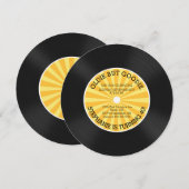 Retro Vinyl Record Birthday Party Invitation Kaart (Voorkant / Achterkant)