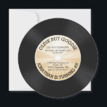 Retro Vinyl Record Birthday Party Invitation Kaart<br><div class="desc">vinyl plaat verjaardagsfeestje uitnodiging met een retro tan bruin starburst streeppatroon ingesteld op een leuke ronde cirkel die gesneden verjaardagsuitnodiging. Perfect voor elke verjaardag voor volwassenen,  30e verjaardagsfeest,  40e verjaardagsfeest,  50e verjaardagsfeest,  60e verjaardagsfeest.</div>