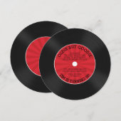 Retro Vinyl Record Birthday Party Invitation Kaart (Voorkant / Achterkant)
