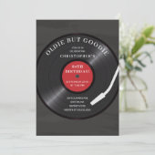Retro Vinyl Record Birthday Party Invitation Kaart (Staand voorkant)