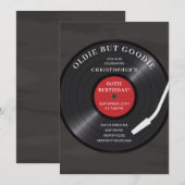Retro Vinyl Record Birthday Party Invitation Kaart (Voorkant / Achterkant)