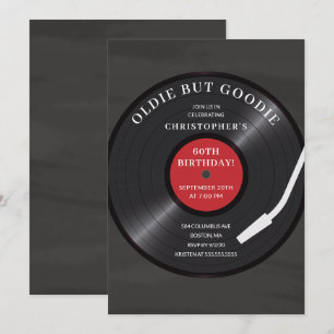 Retro Vinyl Record Birthday Party Invitation Kaart