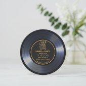 Retro Vinyl Record Black Weddenschap Opslaan Datum Kaart (Staand voorkant)