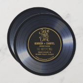 Retro Vinyl Record Black Weddenschap Opslaan Datum Kaart (Voorkant / Achterkant)