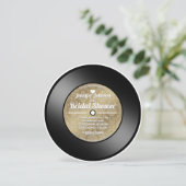 Retro Vinyl Record Bridal Shower Invitation Kaart (Staand voorkant)