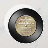 Retro Vinyl Record Bridal Shower Invitation Kaart (Voorkant / Achterkant)