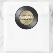 Retro Vinyl Record bruiloft bewaart de datum Class Ronde Sticker (Tas)