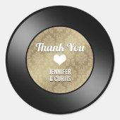 Retro Vinyl Record bruiloft Dank u Klassieke ronde Ronde Sticker (Voorkant)
