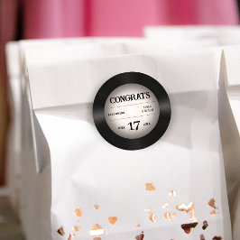 Retro Vinyl Record Bruiloft Gefeliciteerd Ronde Sticker