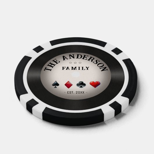 Retro Vinyl Record Casino Familie Bruiloft Poker Chips (Enkel)