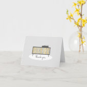 Retro Vinyl Record Dank u kaart (Gele Bloem)