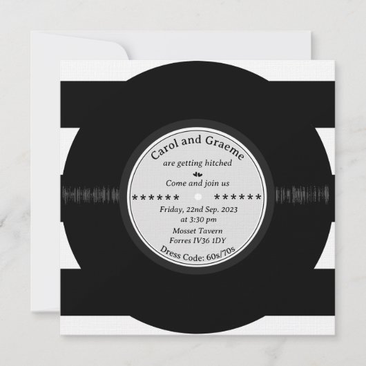 Retro Vinyl Record Elegant Chic Wedding Kaart (Voorkant)