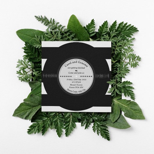 Retro Vinyl Record Elegant Chic Wedding Kaart