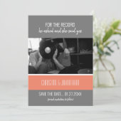 Retro Vinyl Record Flat Save The Date Kaart (Staand voorkant)