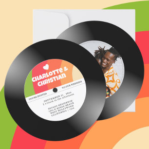 Retro Vinyl Record Foto Bruiloft Kaart