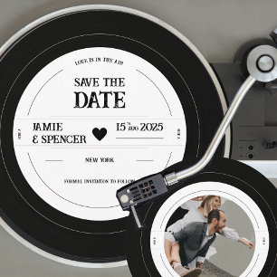 Retro Vinyl Record Foto Bruiloft Save the Date Kaart