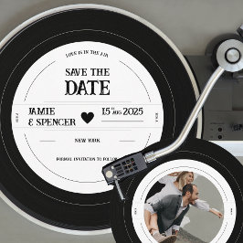 Retro Vinyl Record Foto Bruiloft Save the Date Kaart