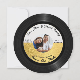 Retro Vinyl Record Foto Opslaan van de datum QR-co Save The Date