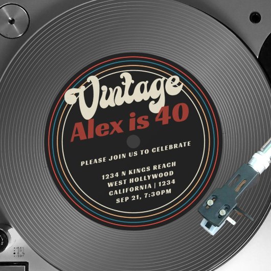 Retro Vinyl Record Foto Verjaardag Kaart