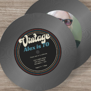 Retro Vinyl Record Foto Verjaardag Kaart