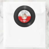 Retro Vinyl Record foto's Weddenschap Favor Bedank Ronde Sticker (Tas)
