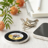 Retro Vinyl Record foto's Weddenschap Favor Dank j Sleutelhanger (Zijkant)