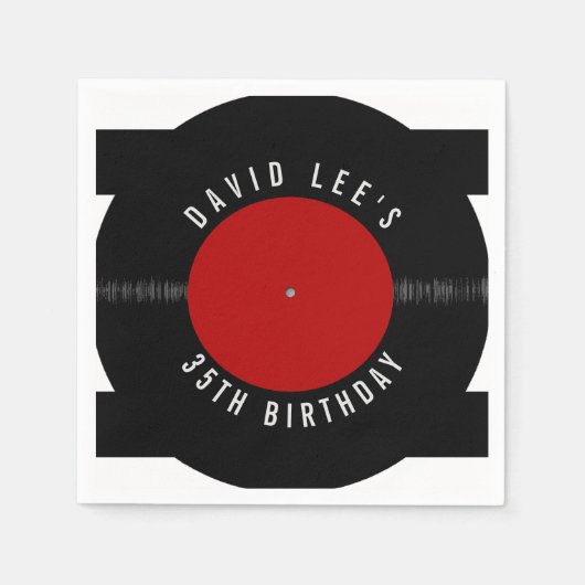  Retro Vinyl Record Gepersonaliseerde Partij Servet (Voorkant)
