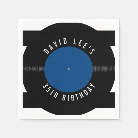 Retro Vinyl Record Gepersonaliseerde Party Nap Servet (Voorkant)