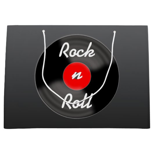 Retro Vinyl Record Gift Bag Groot Cadeauzakje (Voorkant)