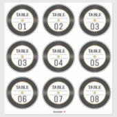 Retro Vinyl Record Gouden Glitter Tabel Nummer 4x4 Sticker (Vel)