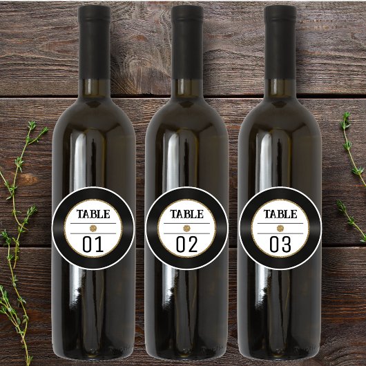 Retro Vinyl Record Gouden Glitter Tabel Nummer 4x4 Sticker