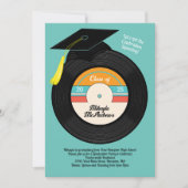 Retro Vinyl Record Graduation Party Invitation Kaart (Voorkant)