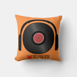 Retro Vinyl Record Headphones Music Pillow Kussen