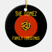 Retro Vinyl Record kerstversiering Keramisch Ornament (Voorkant)