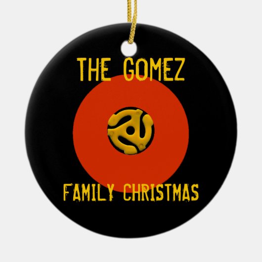 Retro Vinyl Record kerstversiering Keramisch Ornament (Voorkant)