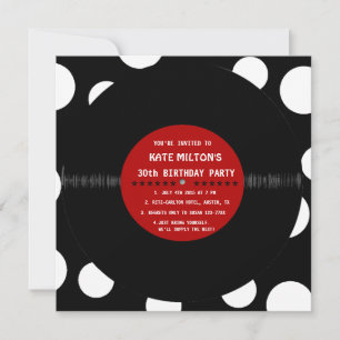 Retro Vinyl Record l Modern Birthday Party nodigt  Kaart