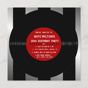 Retro Vinyl Record l Modern Birthday Party nodigt Kaart
