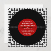 Retro Vinyl Record l Modern Birthday Party nodigt Kaart (Voorkant / Achterkant)